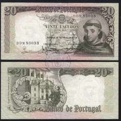 Nota de 20 Escudos 1964 Santo António, 20$00 26/05/1964 Chapa: 7 - Banco de Portugal (Circulada), Pick 167