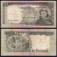 20 Escudos Banknote 1964 Saint Anthony, 20$00 26/05/1964 Plate: 7 - Bank of Portugal (Circulated), Pick 167