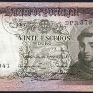 Nota de 20 Escudos 1964 Santo António, 20$00 26/05/1964 Chapa: 7 - Banco de Portugal (Circulada), Pick 167