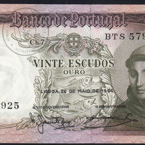 20 Escudos Banknote 1964 Saint Anthony, 20$00 26/05/1964 Plate: 7 - Bank of Portugal (Little Circulated), Pick 167