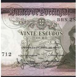 Nota de 20 Escudos 1964 Santo António, 20$00 26/05/1964 Chapa: 7 - Banco de Portugal (Pouco Circulada), Pick 167