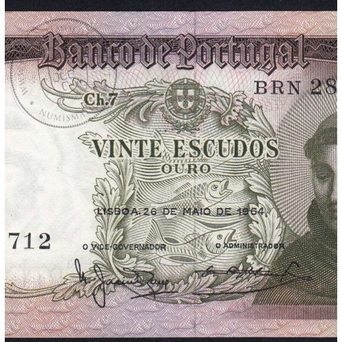 20 Escudos Banknote 1964 Saint Anthony, 20$00 26/05/1964 Plate: 7 - Bank of Portugal (Little Circulated), Pick 167