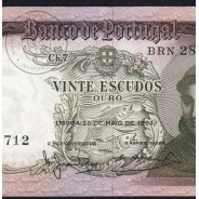 Nota de 20 Escudos 1964 Santo António, 20$00 26/05/1964 Chapa: 7 - Banco de Portugal (Pouco Circulada), Pick 167