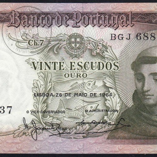 20 Escudos Banknote 1964 Saint Anthony, 20$00 26/05/1964 Plate: 7 - Bank of Portugal (Little Circulated), Pick 167