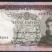 Nota de 20 Escudos 1964 Santo António, 20$00 26/05/1964 Chapa: 7 - Banco de Portugal (Pouco Circulada), Pick 167