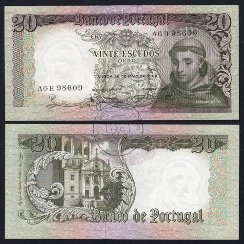 20 Escudos Banknote 1964 Saint Anthony, 20$00 26/05/1964 Plate: 7 - Bank of Portugal (Little Circulated), Pick 167