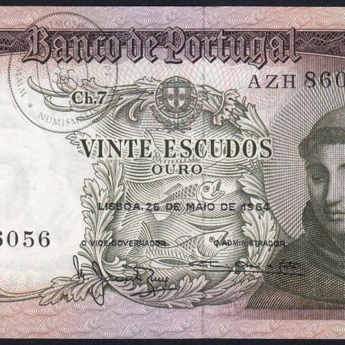 20 Escudos Banknote 1964 Saint Anthony, 20$00 26/05/1964 Plate: 7 - Bank of Portugal (Little Circulated), Pick 167