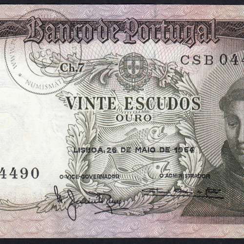 Nota de 20 Escudos 1964 Santo António, 20$00 26/05/1964 Chapa: 7 - Banco de Portugal (Pouco Circulada), Pick 167