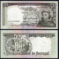 Nota de 20 Escudos 1964 Santo António, 20$00 26/05/1964 Chapa: 7 - Banco de Portugal (Pouco Circulada), Pick 167