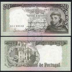 Nota de 20 Escudos 1964 Santo António, 20$00 26/05/1964 Chapa: 7 - Banco de Portugal (Pouco Circulada), Pick 167