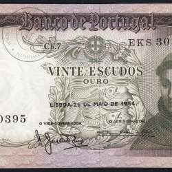 20 Escudos Banknote 1964 Saint Anthony, 20$00 26/05/1964 Plate: 7 - Bank of Portugal (Little Circulated), Pick 167