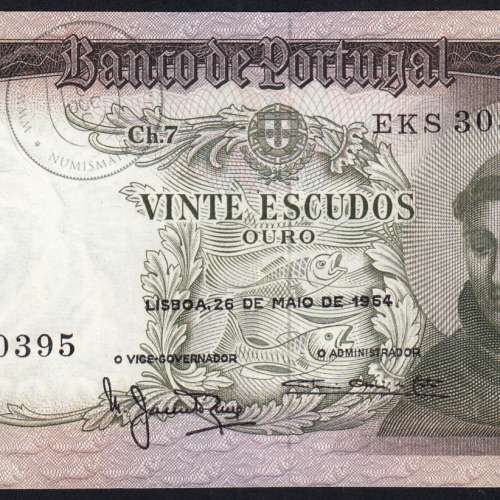 20 Escudos Banknote 1964 Saint Anthony, 20$00 26/05/1964 Plate: 7 - Bank of Portugal (Little Circulated), Pick 167