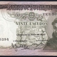 Nota de 20 Escudos 1964 Santo António, 20$00 26/05/1964 Chapa: 7 - Banco de Portugal (Pouco Circulada), Pick 167