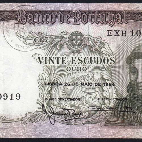 20 Escudos Banknote 1964 Saint Anthony, 20$00 26/05/1964 Plate: 7 - Bank of Portugal (Little Circulated), Pick 167