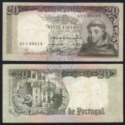 20 Escudos Banknote 1964 Saint Anthony, 20$00 26/05/1964 Plate: 7 - Bank of Portugal (Circulated), Pick 167