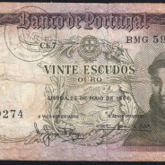 20 Escudos Banknote 1964 Saint Anthony, 20$00 26/05/1964 Plate: 7 - Bank of Portugal (Circulated), Pick 167