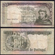 Nota de 20 Escudos 1964 Santo António, 20$00 26/05/1964 Chapa: 7 - Banco de Portugal (Circulada), Pick 167