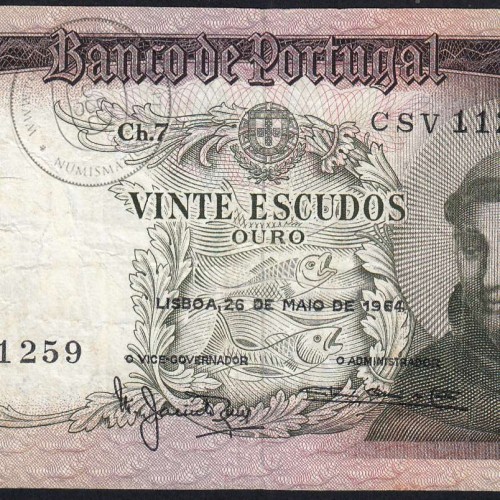 Nota de 20 Escudos 1964 Santo António, 20$00 26/05/1964 Chapa: 7 - Banco de Portugal (Circulada), Pick 167