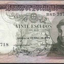 20 Escudos Banknote 1964 Saint Anthony, 20$00 26/05/1964 Plate: 7 - Bank of Portugal (Circulated), Pick 167