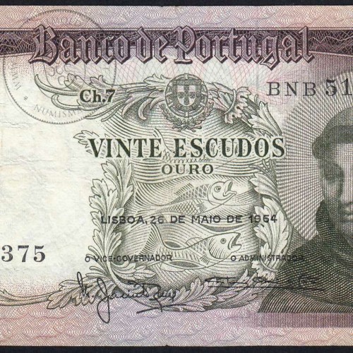 20 Escudos Banknote 1964 Saint Anthony, 20$00 26/05/1964 Plate: 7 - Bank of Portugal (Circulated), Pick 167