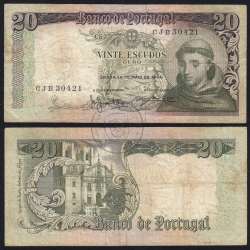 20 Escudos Banknote 1964 Saint Anthony, 20$00 26/05/1964 Plate: 7 - Bank of Portugal (Circulated), Pick 167