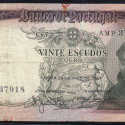 Nota de 20 Escudos 1964 Santo António, 20$00 26/05/1964 Chapa: 7 - Banco de Portugal (Circulada), Pick 167