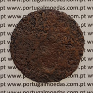 MOEDA 1/4 MACUTA COBRE C/ CARIMBO ESCUDETE - ANGOLA - D.MARIA II