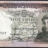 20 Escudos Banknote 1964 Saint Anthony, 20$00 26/05/1964 Plate: 7 - Bank of Portugal (Circulated), Pick 167