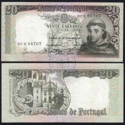 20 Escudos Banknote 1964 Saint Anthony, 20$00 26/05/1964 Plate: 7 - Bank of Portugal (Circulated), Pick 167