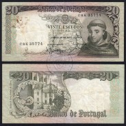 Nota de 20 Escudos 1964 Santo António, 20$00 26/05/1964 Chapa: 7 - Banco de Portugal (Circulada), Pick 167