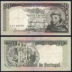 Nota de 20 Escudos 1964 Santo António, 20$00 26/05/1964 Chapa: 7 - Banco de Portugal (Circulada), Pick 167