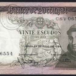 Nota de 20 Escudos 1964 Santo António, 20$00 26/05/1964 Chapa: 7 - Banco de Portugal (Circulada), Pick 167
