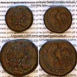 Hemiobol de Bronze (AE17), Ptolemeu II Filadelfo (285–246 a.C.), Reino Ptolemaico, Alexandria, Egito, ΠTOΛΕΜΑΙΟΥ ΒΑΣΙΛΕΩΣ