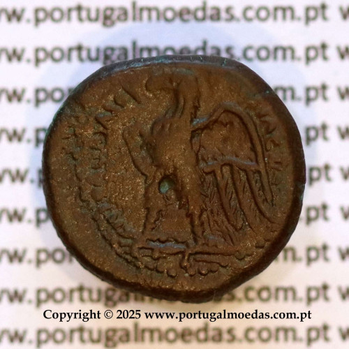 Moeda Hemiobol de Bronze (AE17), Ptolemeu II Filadelfo (285–246 a.C.), Reino Ptolemaico, Alexandria, Egito