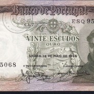 Nota de 20 Escudos 1964 Santo António, 20$00 26/05/1964 Chapa: 7 - Banco de Portugal (Pouco Circulada), Pick 167