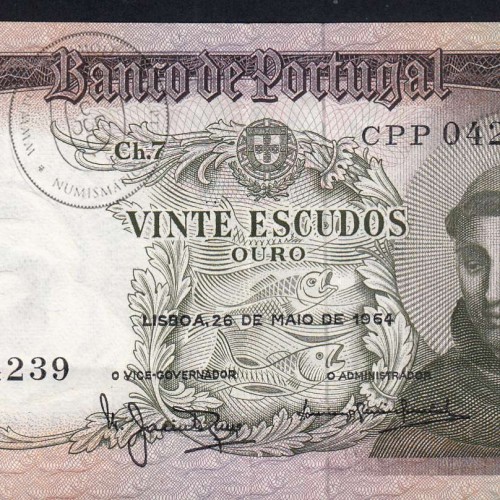 20 Escudos Banknote 1964 Saint Anthony, 20$00 26/05/1964 Plate: 7 - Bank of Portugal (Little Circulated), Pick 167