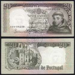 20 Escudos Banknote 1964 Saint Anthony, 20$00 26/05/1964 Plate: 7 - Bank of Portugal (Little Circulated), Pick 167