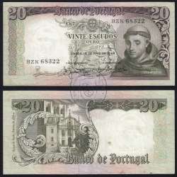 Nota de 20 Escudos 1964 Santo António, 20$00 26/05/1964 Chapa: 7 - Banco de Portugal (Circulada), Pick 167