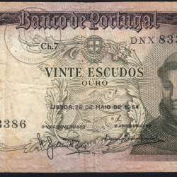 Nota de 20 Escudos 1964 Santo António, 20$00 26/05/1964 Chapa: 7 - Banco de Portugal (Circulada), Pick 167