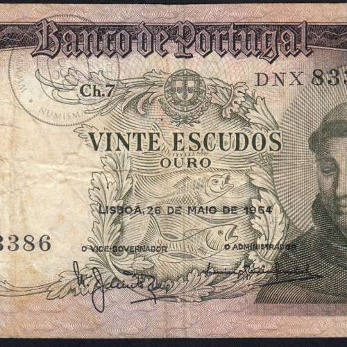 Nota de 20 Escudos 1964 Santo António, 20$00 26/05/1964 Chapa: 7 - Banco de Portugal (Circulada), Pick 167