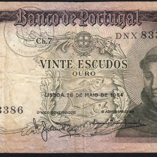 20 Escudos Banknote 1964 Saint Anthony, 20$00 26/05/1964 Plate: 7 - Bank of Portugal (Circulated), Pick 167