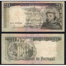 Nota de 20 Escudos 1964 Santo António, 20$00 26/05/1964 Chapa: 7 - Banco de Portugal (Circulada), Pick 167