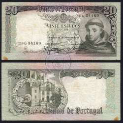 Nota de 20 Escudos 1964 Santo António, 20$00 26/05/1964 Chapa: 7 - Banco de Portugal (Circulada), Pick 167