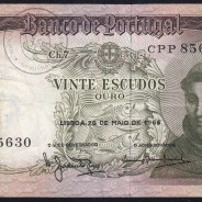 20 Escudos Banknote 1964 Saint Anthony, 20$00 26/05/1964 Plate: 7 - Bank of Portugal (Circulated), Pick 167