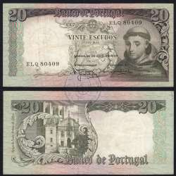 Nota de 20 Escudos 1964 Santo António, 20$00 26/05/1964 Chapa: 7 - Banco de Portugal (Circulada), Pick 167