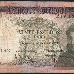 20 Escudos Banknote 1964 Saint Anthony, 20$00 26/05/1964 Plate: 7 - Bank of Portugal (Circulated), Pick 167