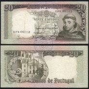 Nota de 20 Escudos 1964 Santo António, 20$00 26/05/1964 Chapa: 7 - Banco de Portugal (Circulada), Pick 167