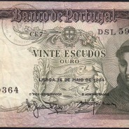 Nota de 20 Escudos 1964 Santo António, 20$00 26/05/1964 Chapa: 7 - Banco de Portugal (Circulada), Pick 167