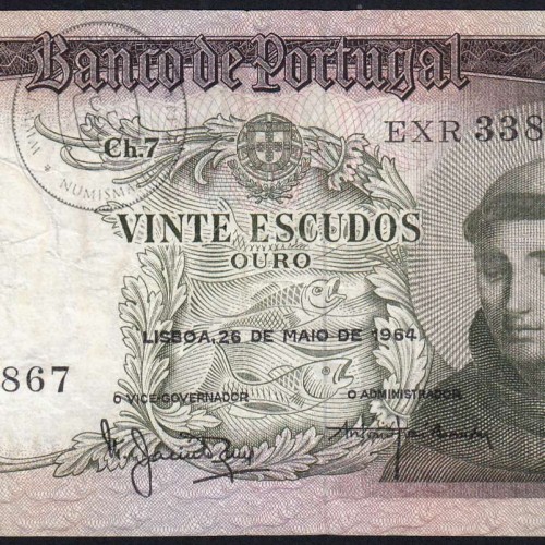 Nota de 20 Escudos 1964 Santo António, 20$00 26/05/1964 Chapa: 7 - Banco de Portugal (Circulada), Pick 167
