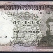 Nota de 20 Escudos 1964 Santo António, 20$00 26/05/1964 Chapa: 7 - Banco de Portugal (Circulada), Pick 167